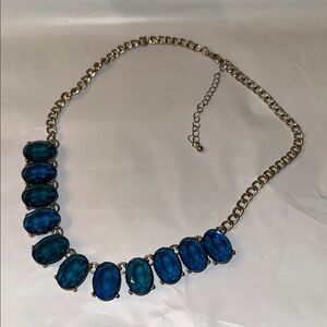 Sapphire Aqua Blue Gemstone Necklace with gold Chain